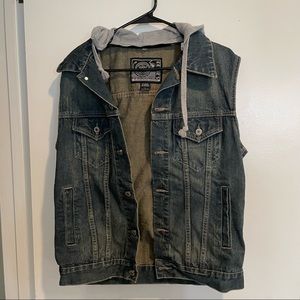 Oldies Mens denim vest (detachable hood)